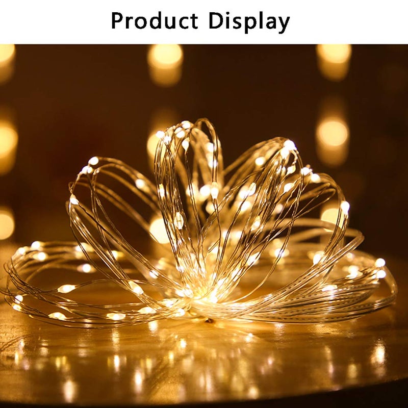 BEEWIN 2 Pack 33ft 100 LED Solar Copper String Lights,8 Modes Christmas Fairy Lights Waterproof IP65 Twinkle Lighting Indoor Outdoor Fairy Firefly Light Auto ON/Off (Warm White) - Image 2